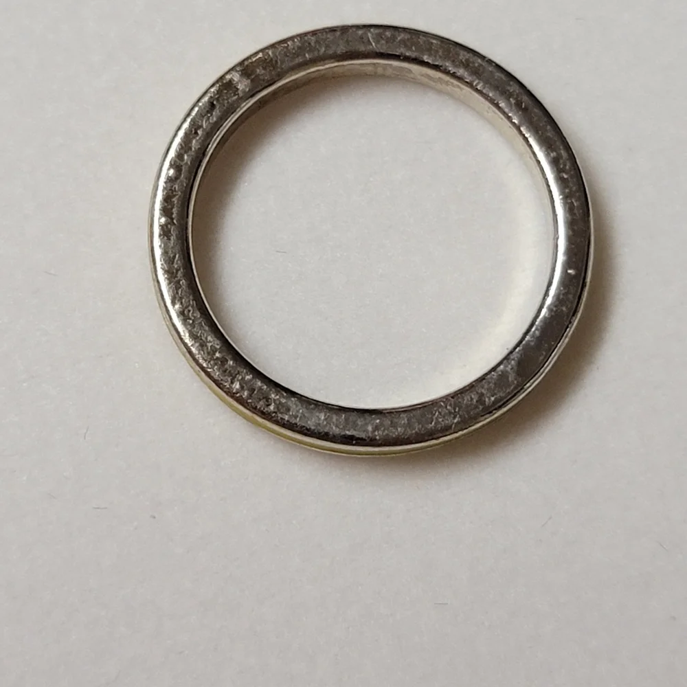 Yellow and Silver Tone Band Ring Enamel Stcking